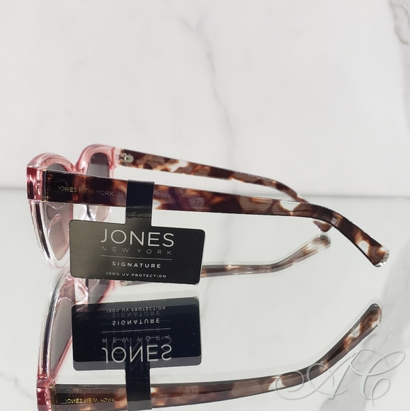 Jones New York Sunglasses Crystal Pink Cat Eye Translucent Tortoise Shell Trim - Picture 3 of 4